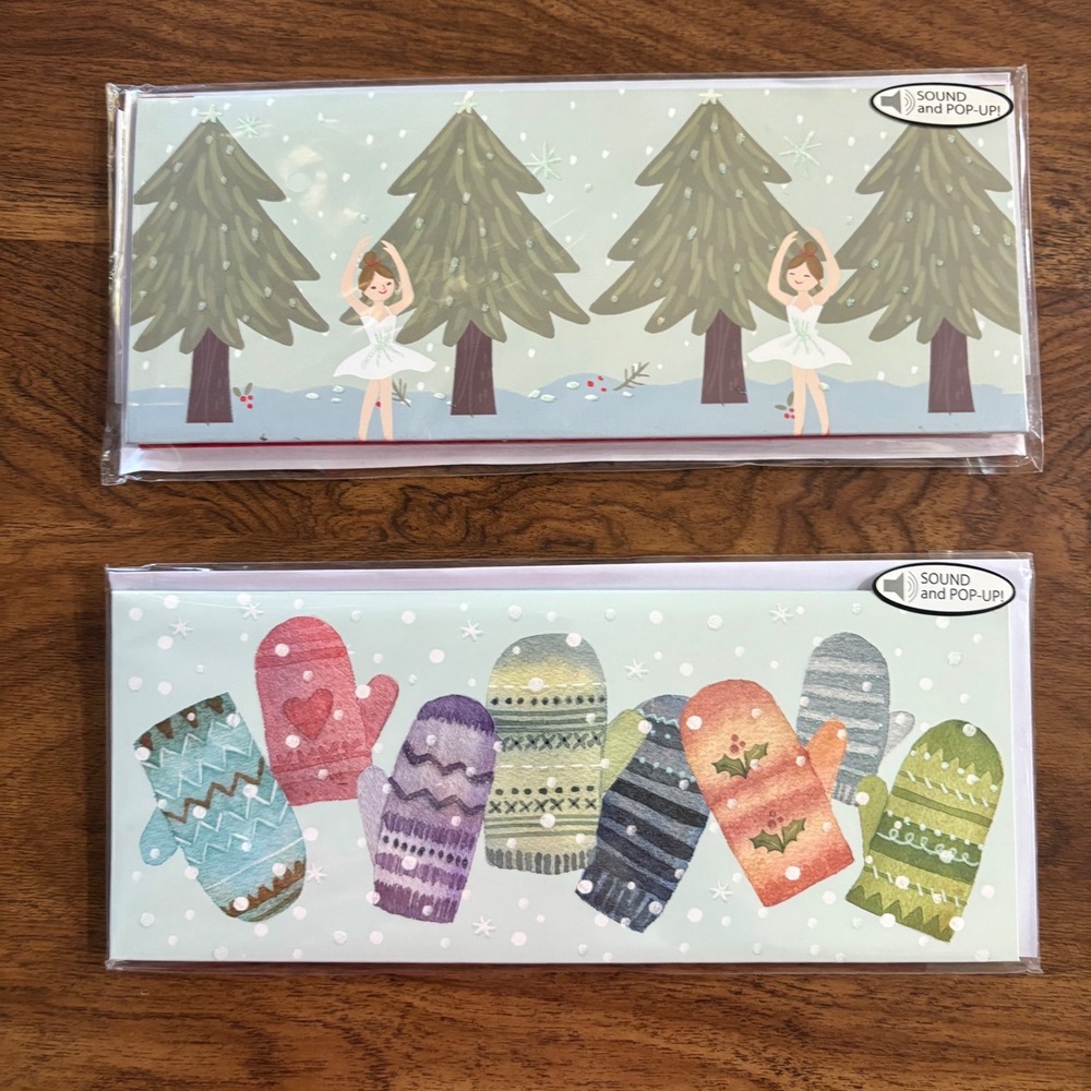2 Up With Paper Christmas Greeting Cards Nutcracker Snowy‎ Mittens Sound